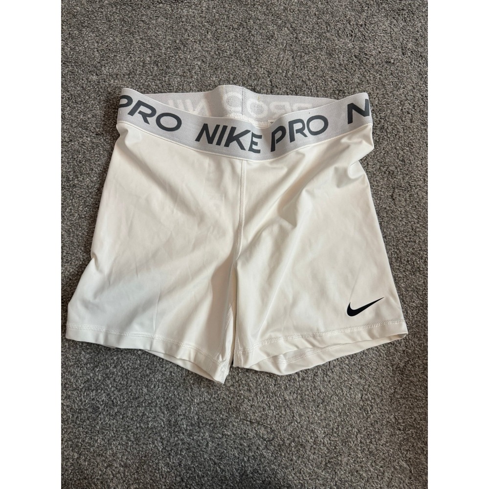 Nike Pro Dri-FIT Women White Compression Shorts Large CZ9831-100